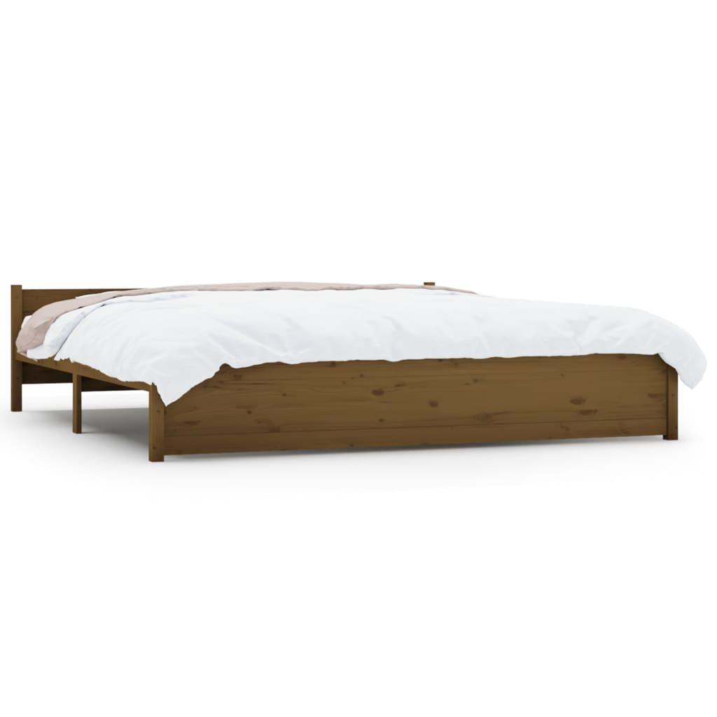 Bed Frame without Mattress Honey Brown Solid Wood 183x203 cm King