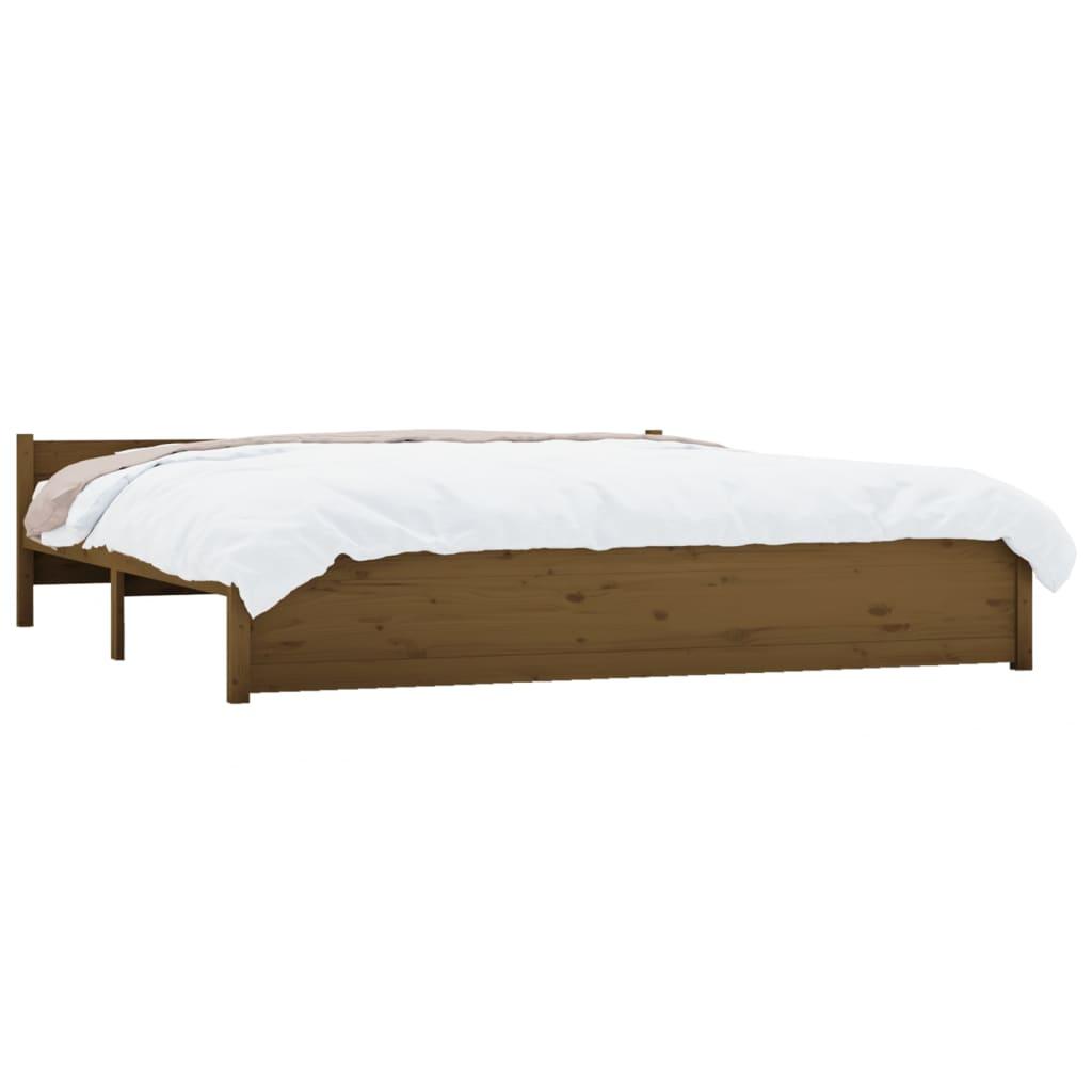 Bed Frame without Mattress Honey Brown Solid Wood 183x203 cm King