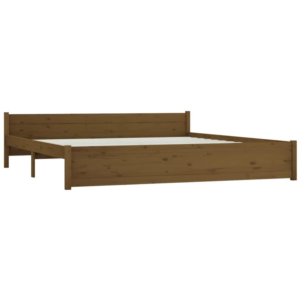 Bed Frame without Mattress Honey Brown Solid Wood 183x203 cm King