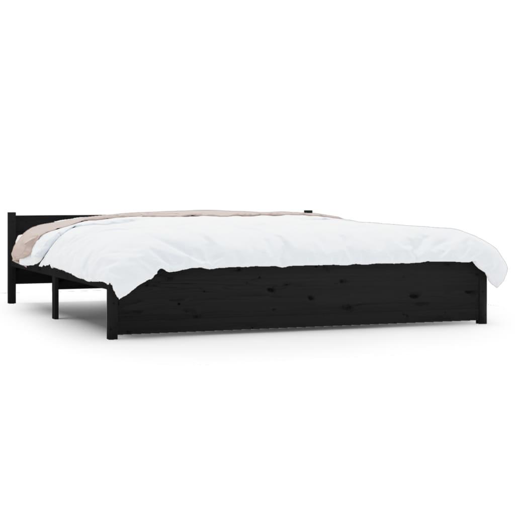 Bed Frame without Mattress Black Solid Wood 183x203 cm King