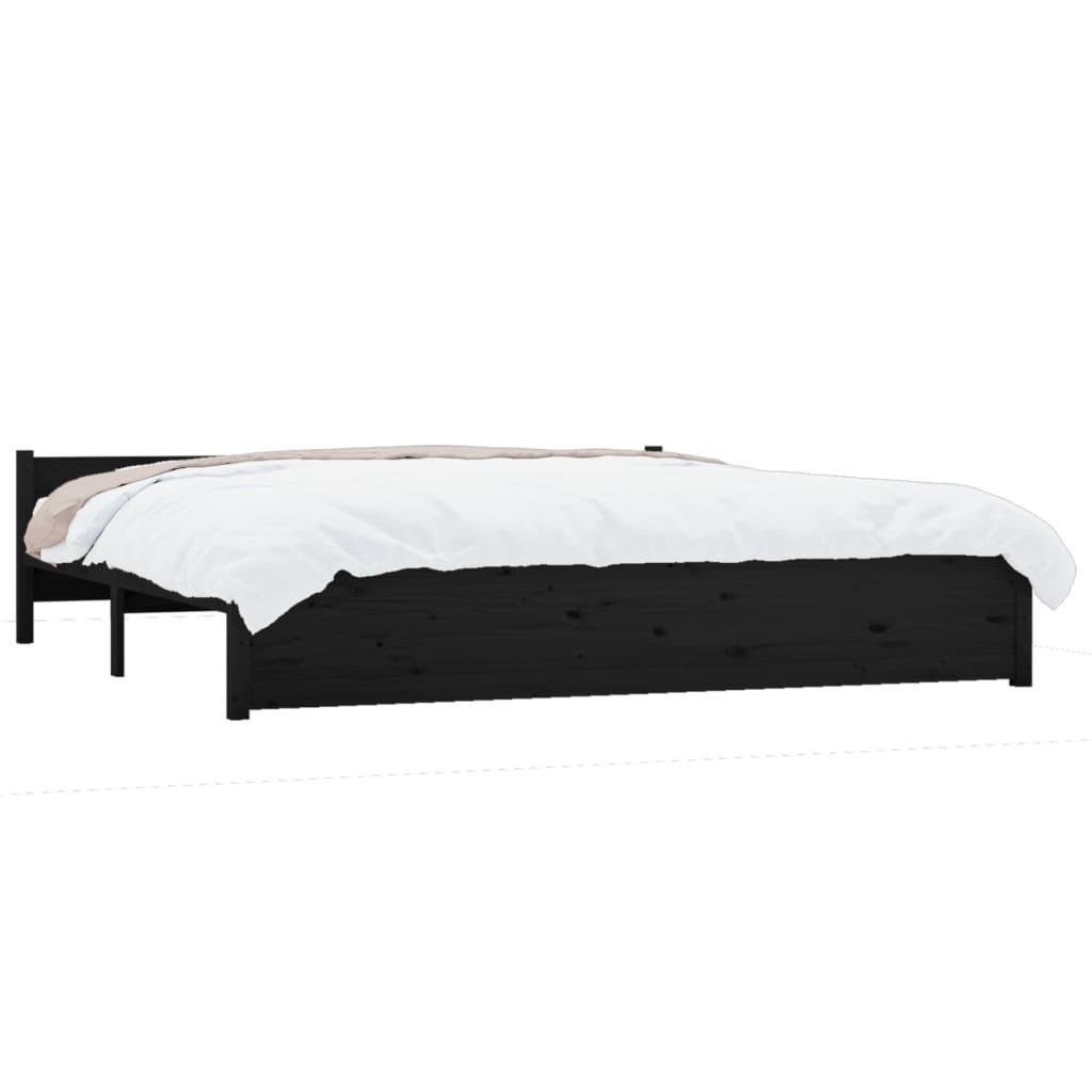 Bed Frame without Mattress Black Solid Wood 183x203 cm King