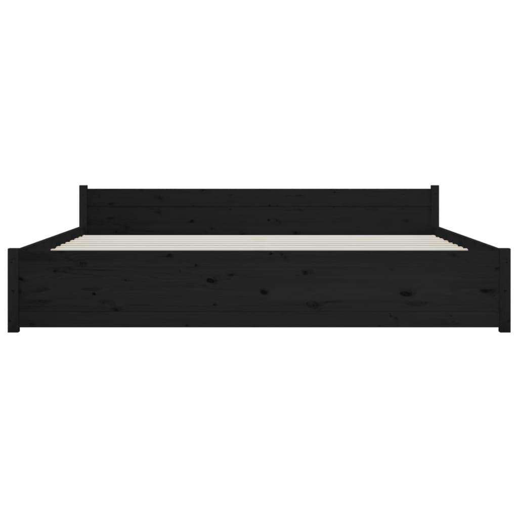 Bed Frame without Mattress Black Solid Wood 183x203 cm King