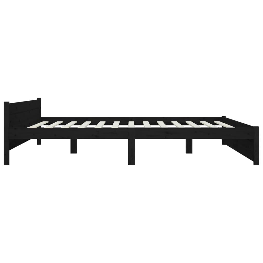 Bed Frame without Mattress Black Solid Wood 183x203 cm King