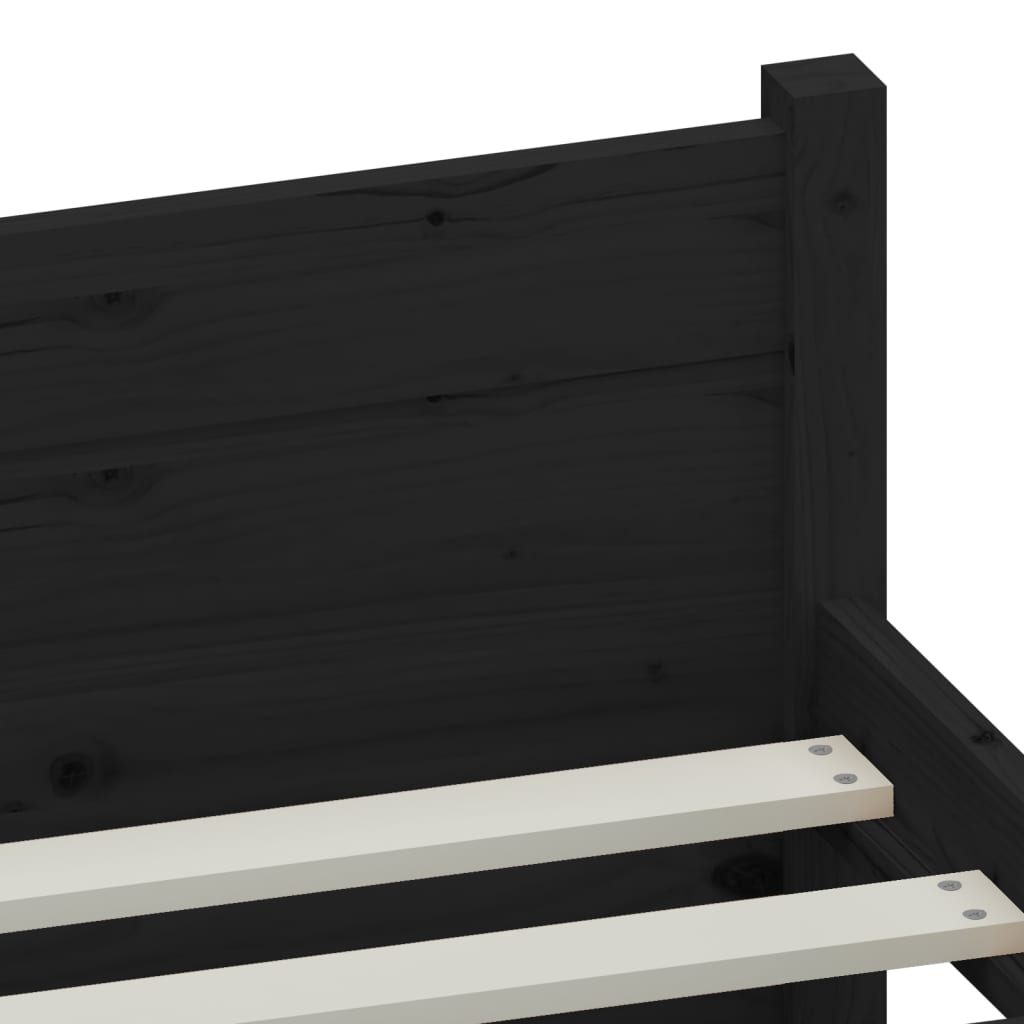 Bed Frame without Mattress Black Solid Wood 183x203 cm King