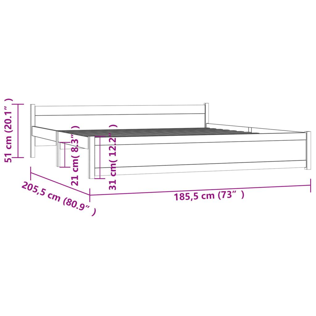 Bed Frame without Mattress Black Solid Wood 183x203 cm King
