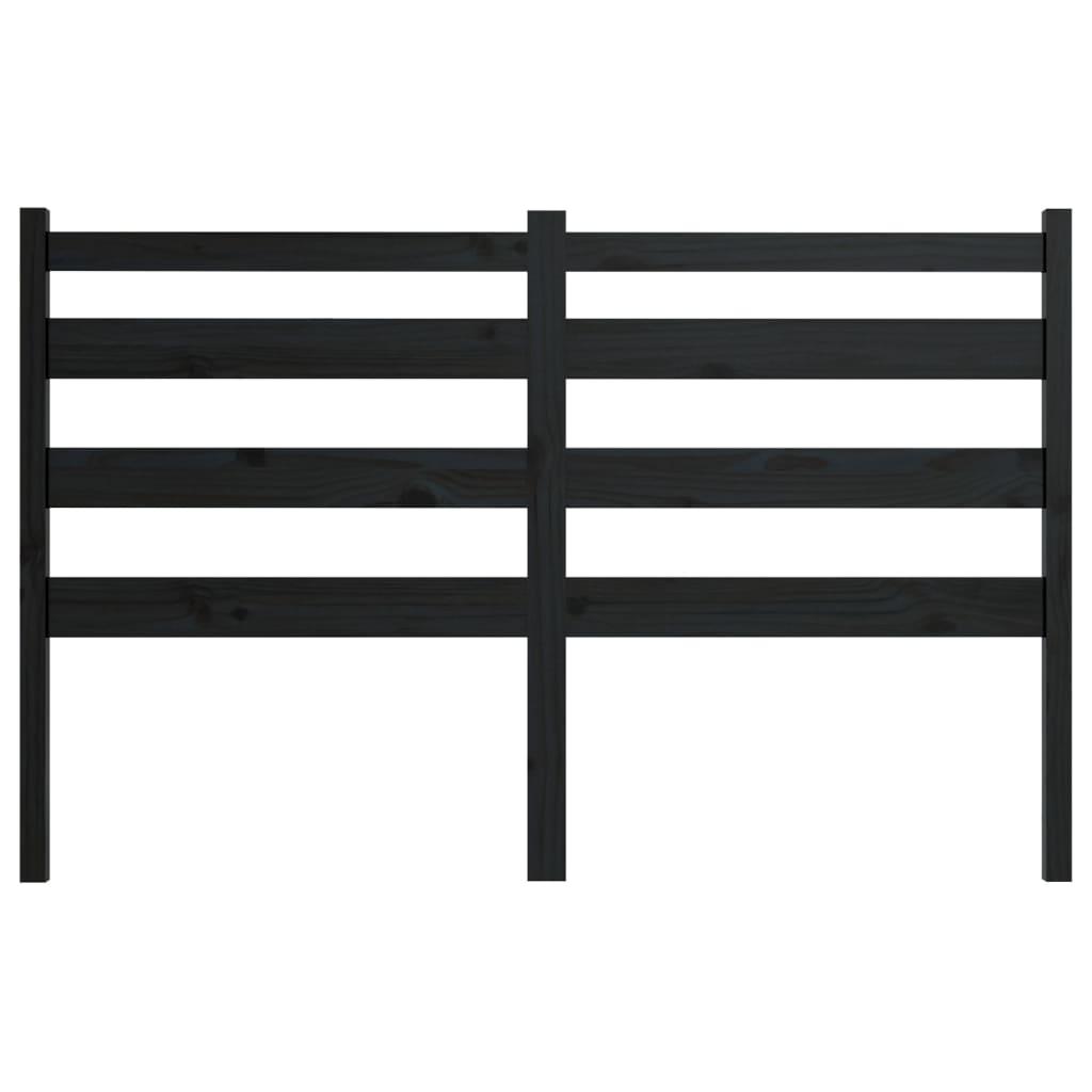 Bed Headboard Black 186x4x100 cm Solid Wood Pine