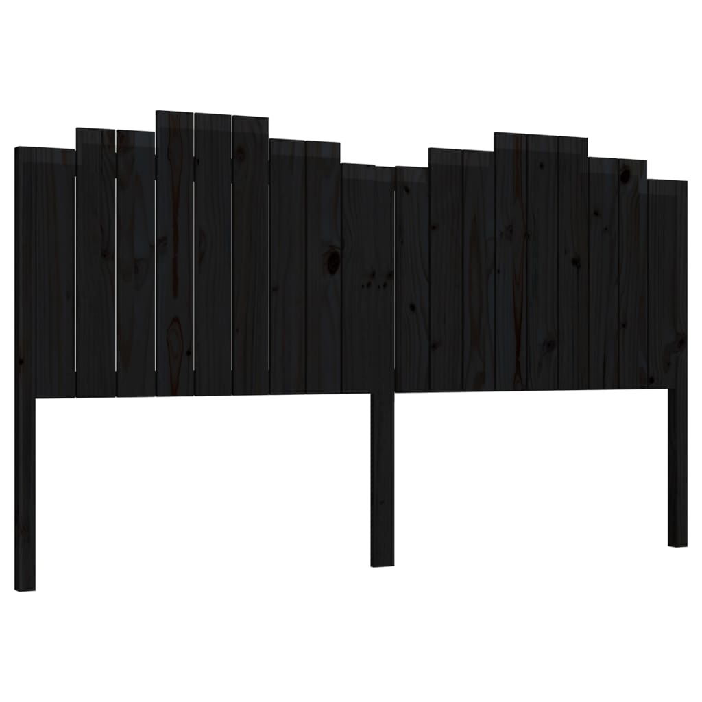 Bed Headboard Black 186x4x110 cm Solid Wood Pine
