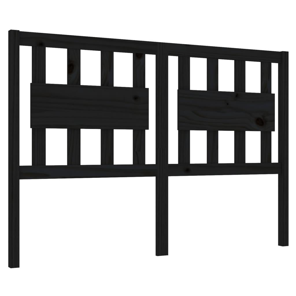 Bed Headboard Black 140.5 cm Solid Wood Pine