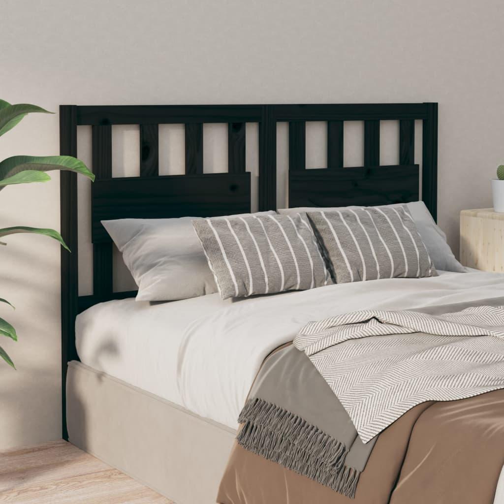 Bed Headboard Black 140.5 cm Solid Wood Pine