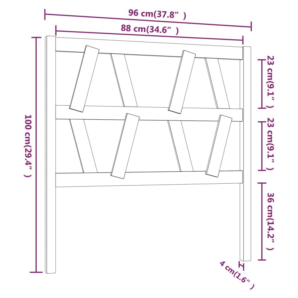 Bed Headboard 96 cm Solid Wood Pine