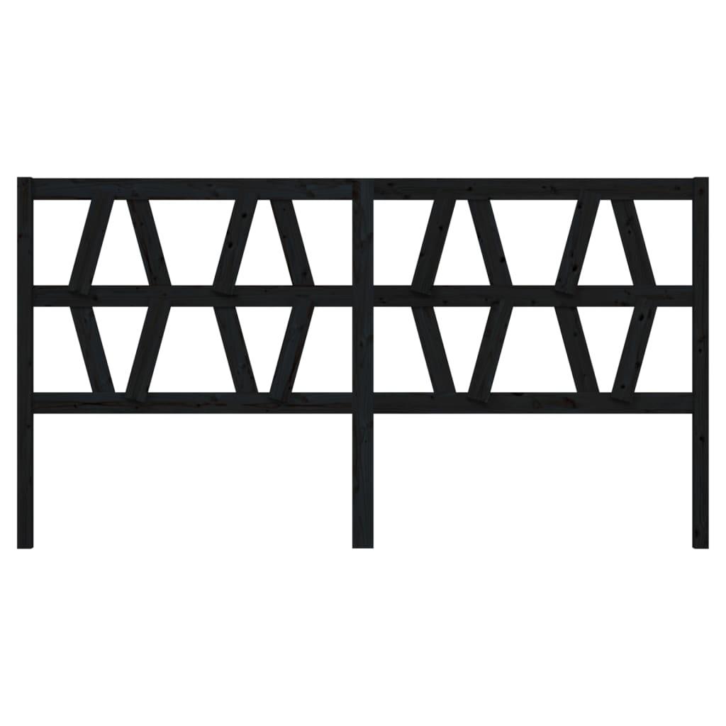 Bed Headboard Black 186x4x100 cm Solid Wood Pine