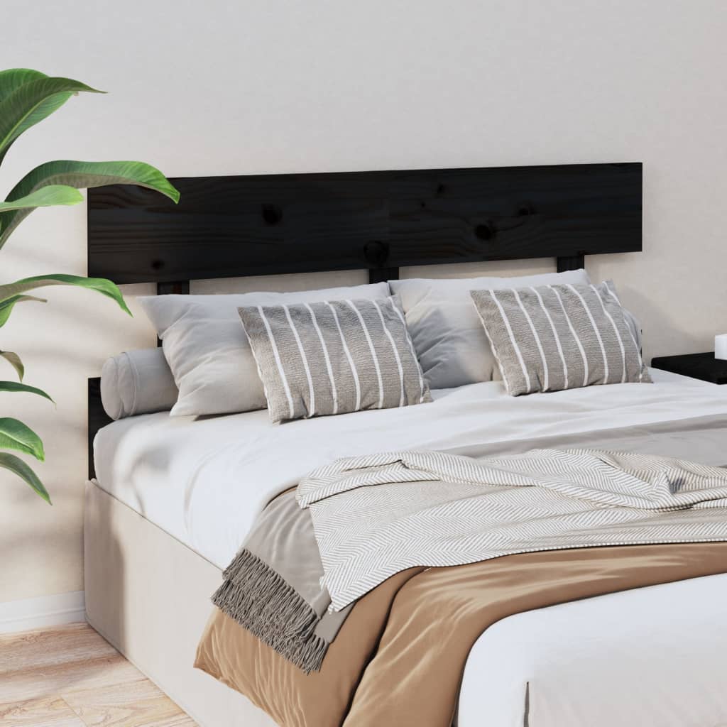Bed Headboard Black 138x3x81 cm Solid Wood Pine