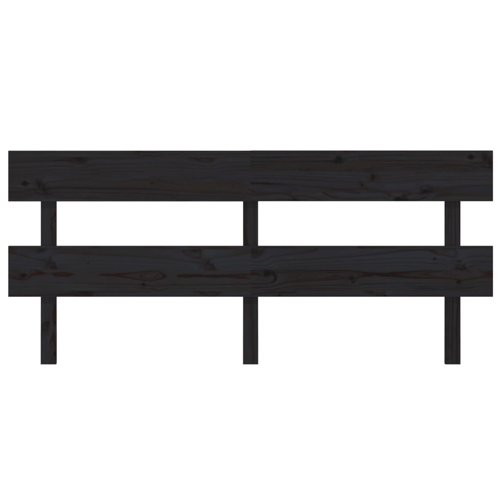 Bed Headboard Black 184x3x81 cm Solid Wood Pine