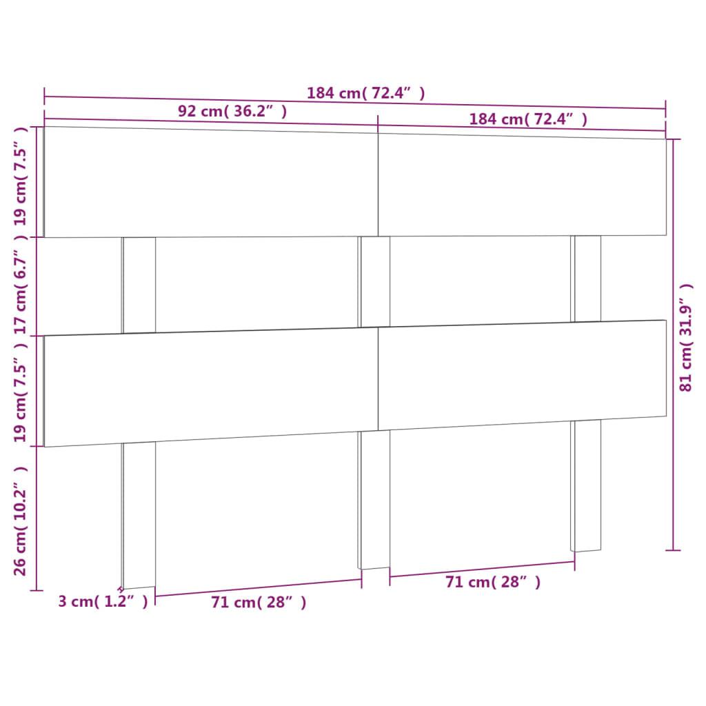 Bed Headboard Black 184x3x81 cm Solid Wood Pine