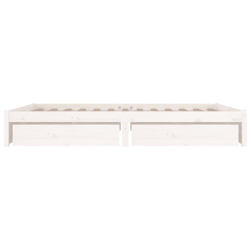 Bed Frame without Mattress with Drawers White 135x190 cm