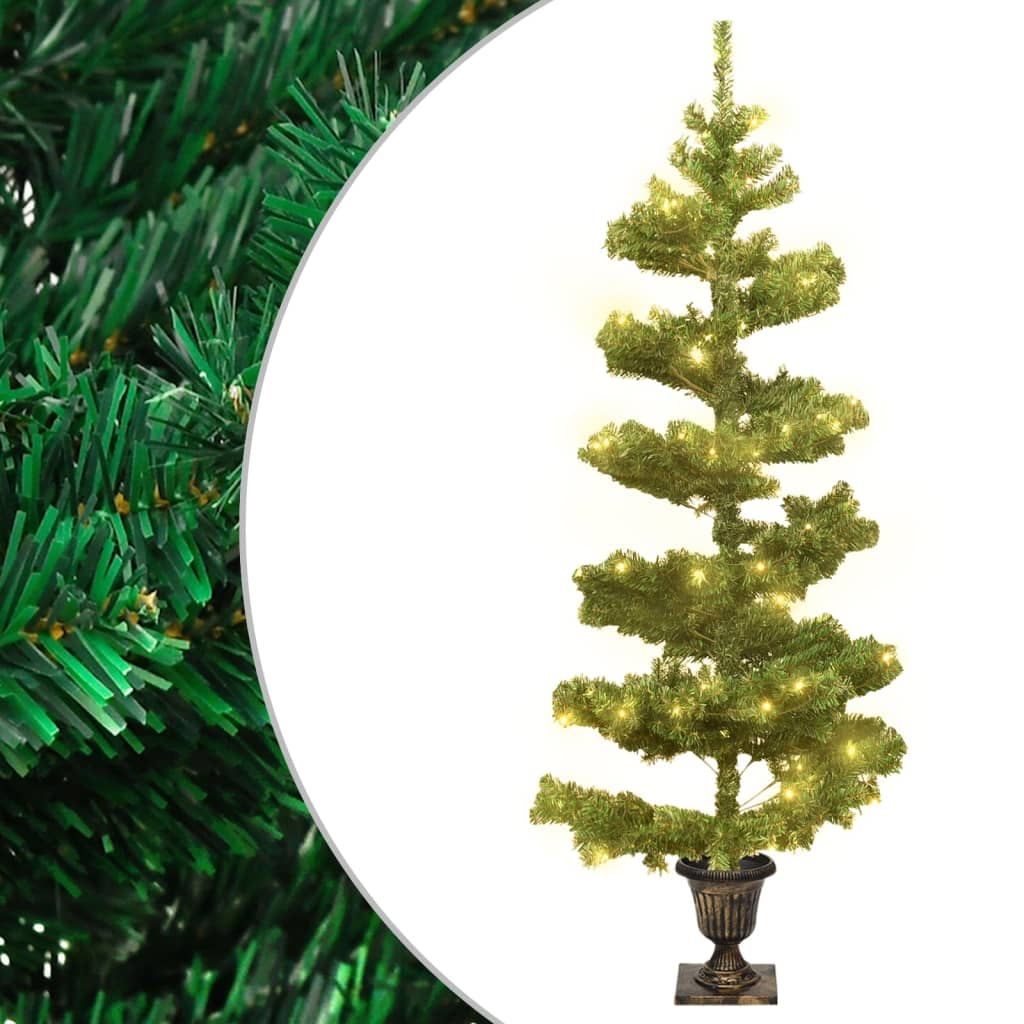 Swirl Pre-lit Christmas Tree with Pot Green 120 cm PVC