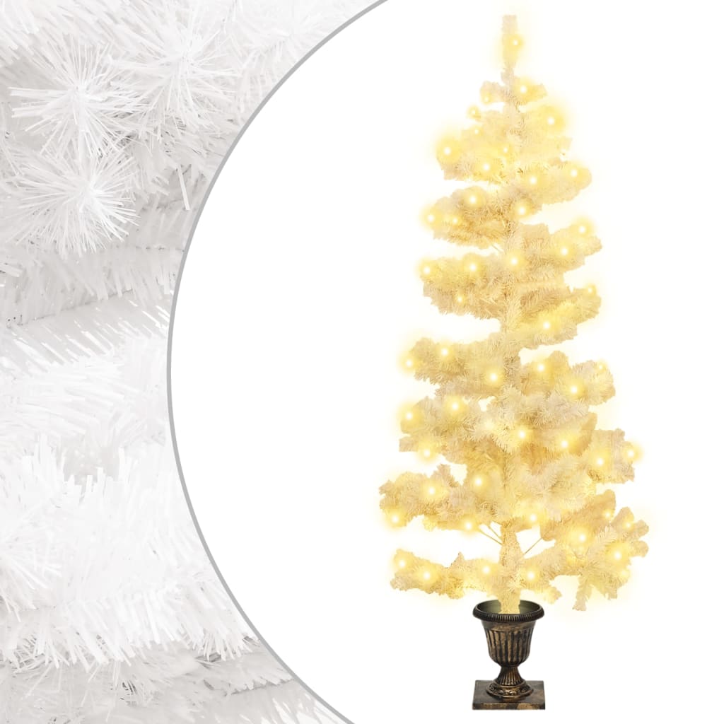 Swirl Pre-lit Christmas Tree with Pot White 120 cm PVC