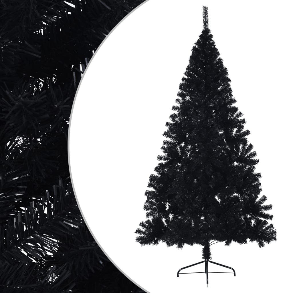 Artificial Half Christmas Tree with Stand Black 180 cm PVC