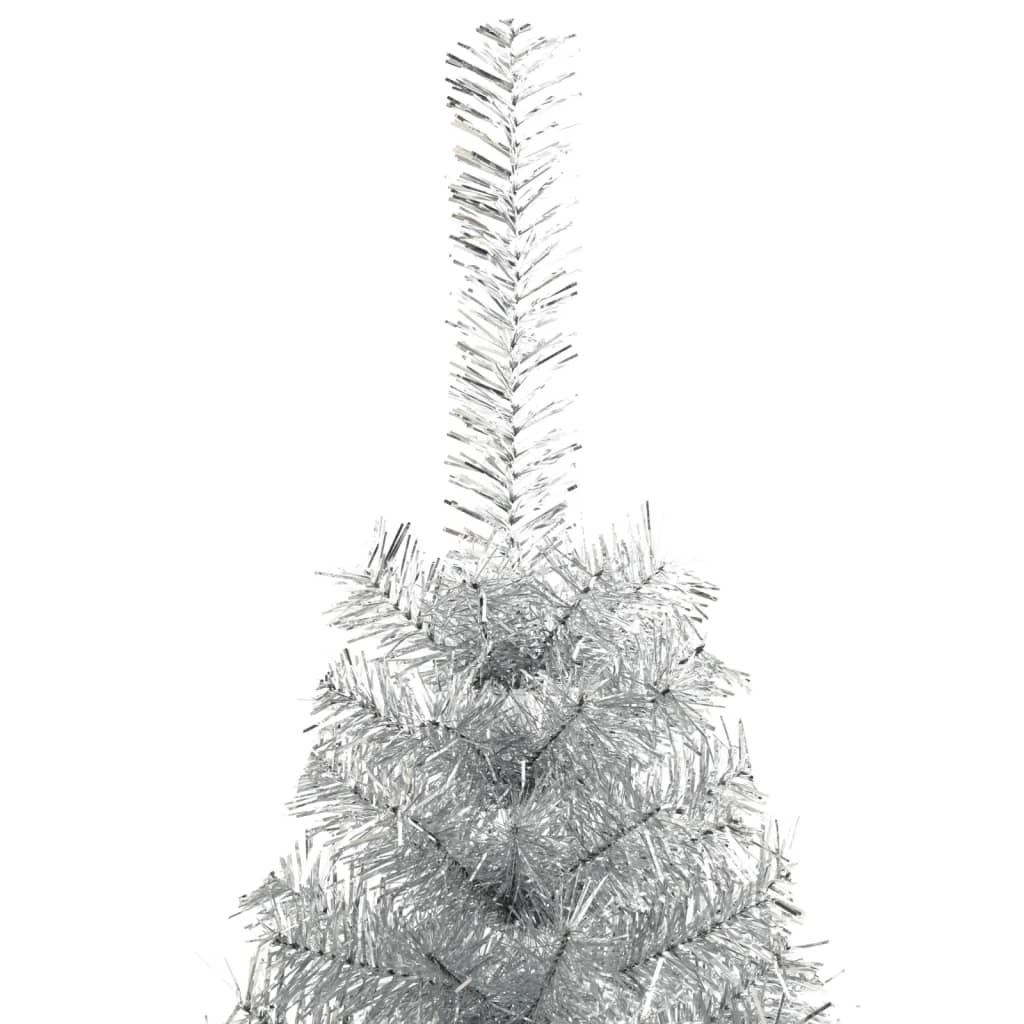 Artificial Half Christmas Tree with Stand Silver 210 cm PET