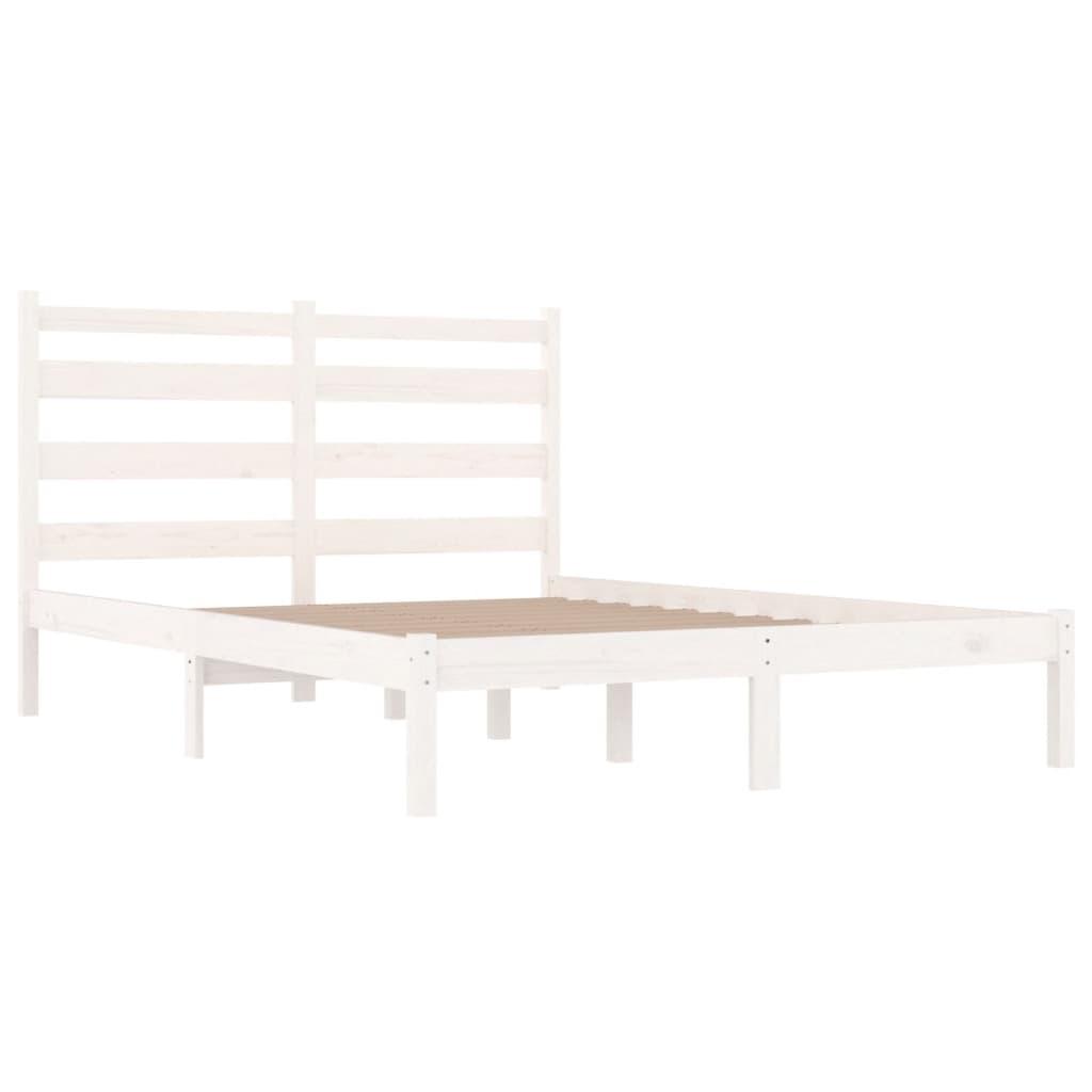 Bed Frame without Mattress White Solid Wood 183x203 cm King