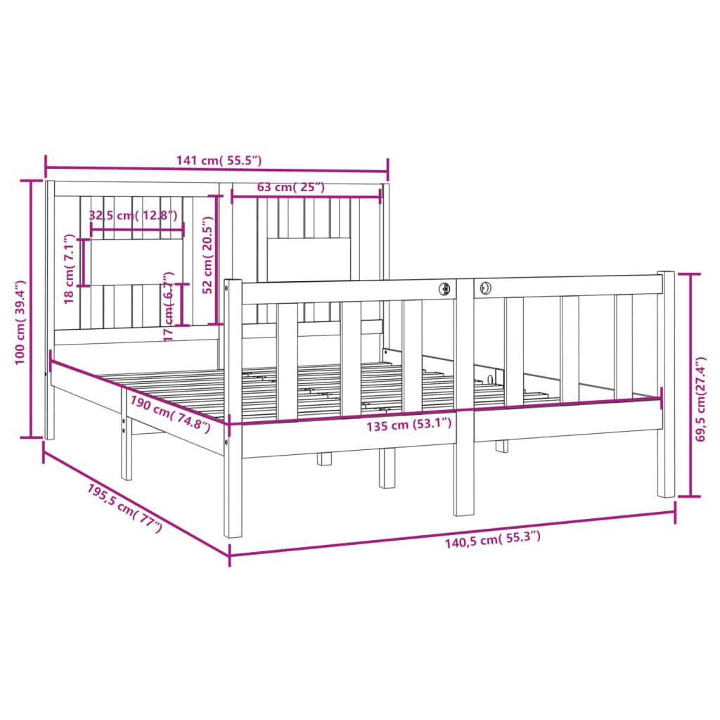 Bed Frame without Mattress 135x190 cm Solid Wood