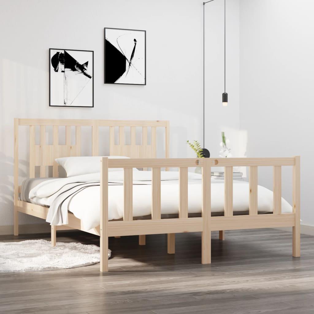Bed Frame without Mattress 135x190 cm Solid Wood