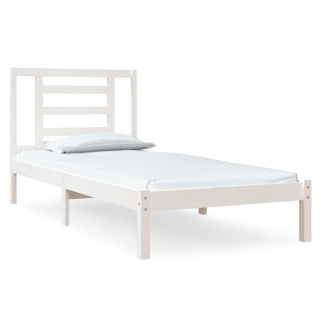 Bed Frame White Solid Wood Pine 92x187 cm Single Size