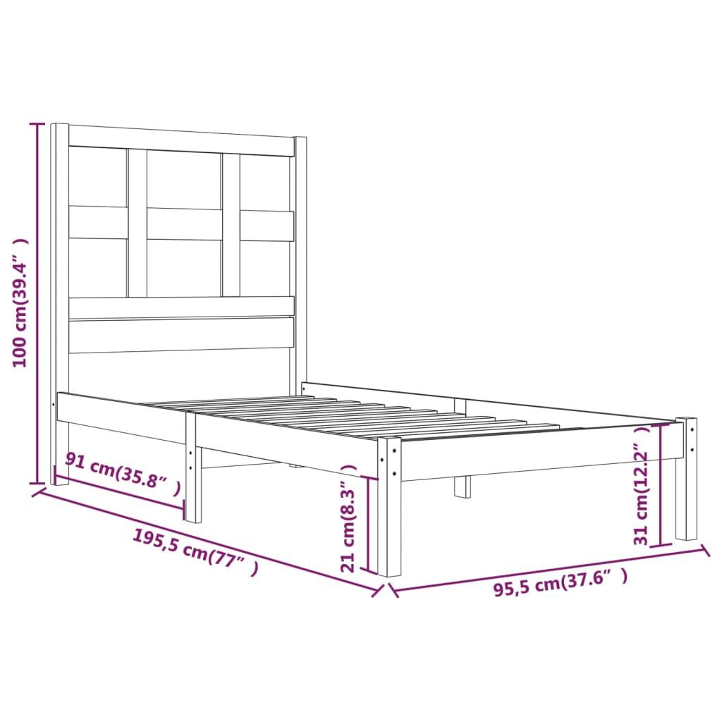 Bed Frame without Mattress 90x190 cm Solid Wood Pine