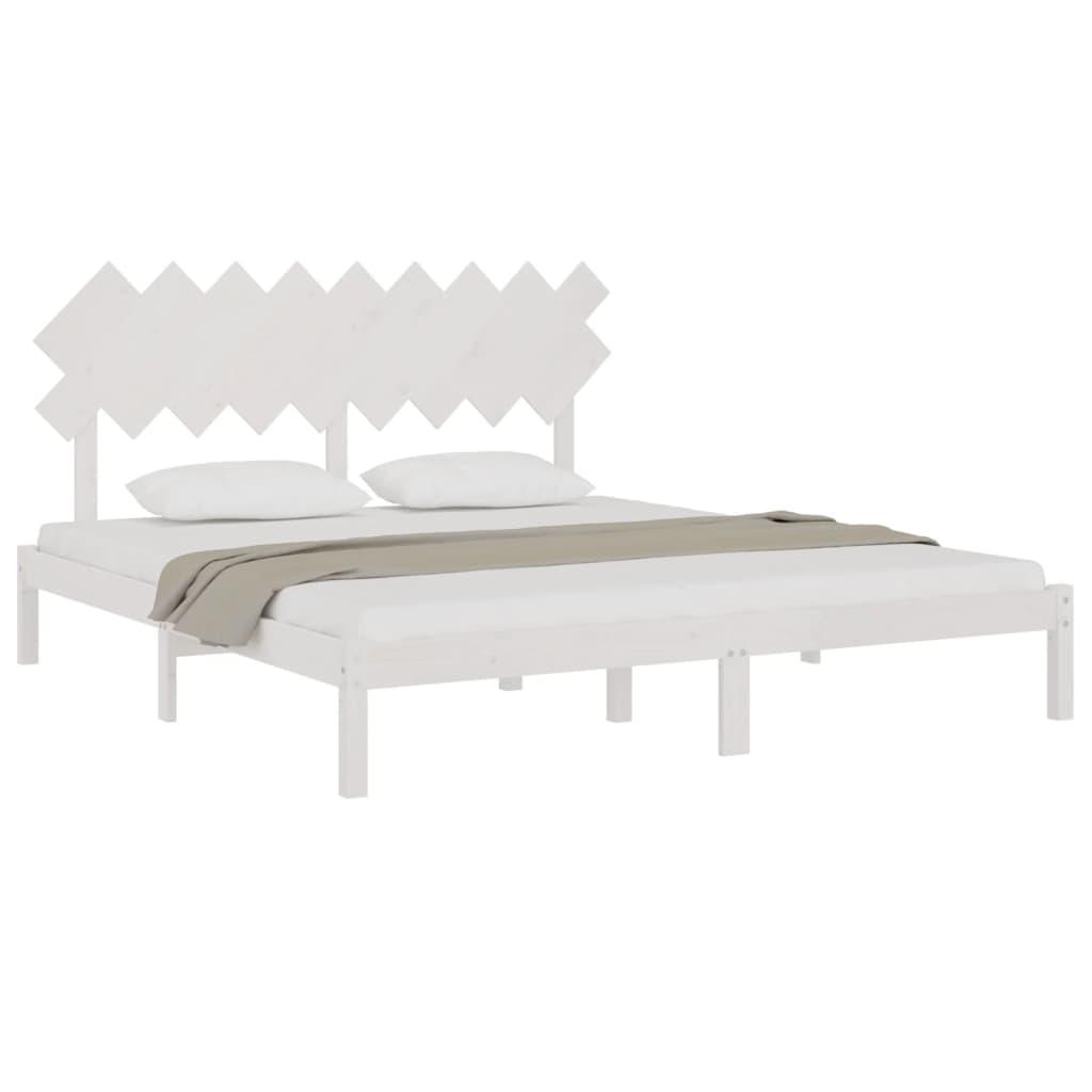 Bed Frame without Mattress White 183x203 cm King Solid Wood