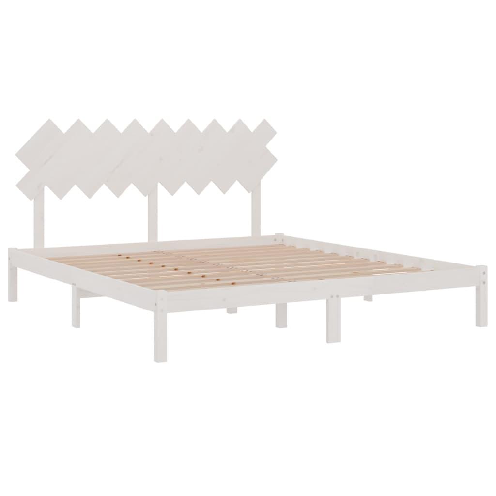 Bed Frame without Mattress White 183x203 cm King Solid Wood