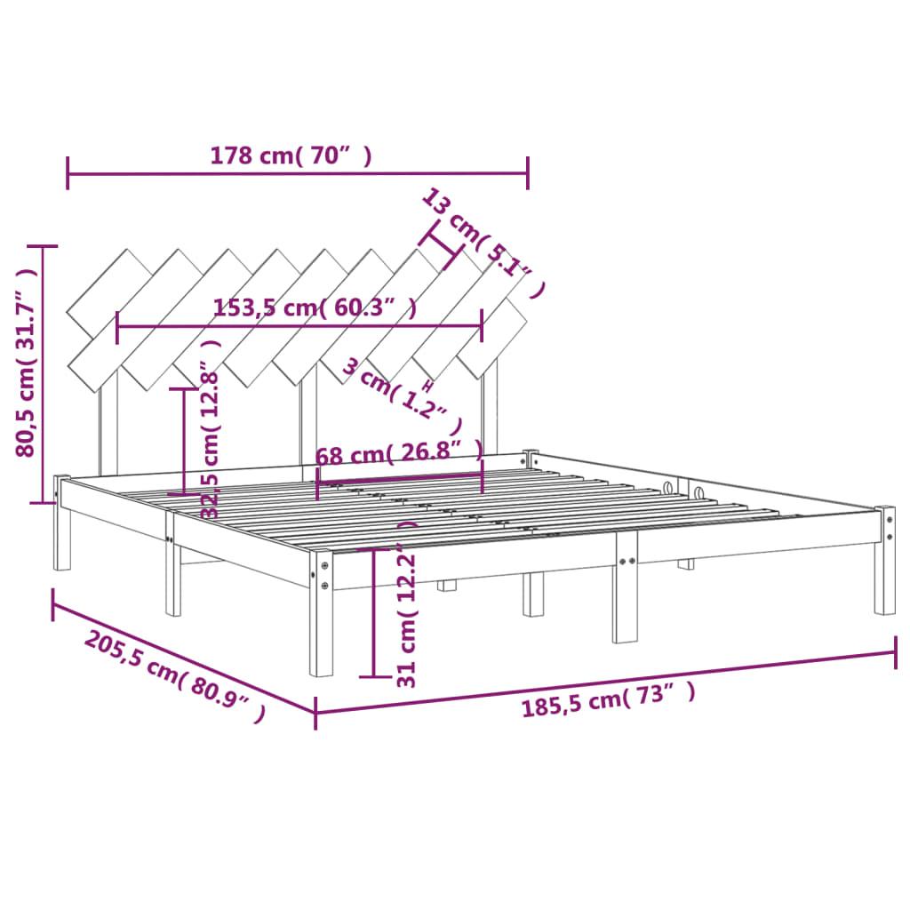 Bed Frame without Mattress White 183x203 cm King Solid Wood