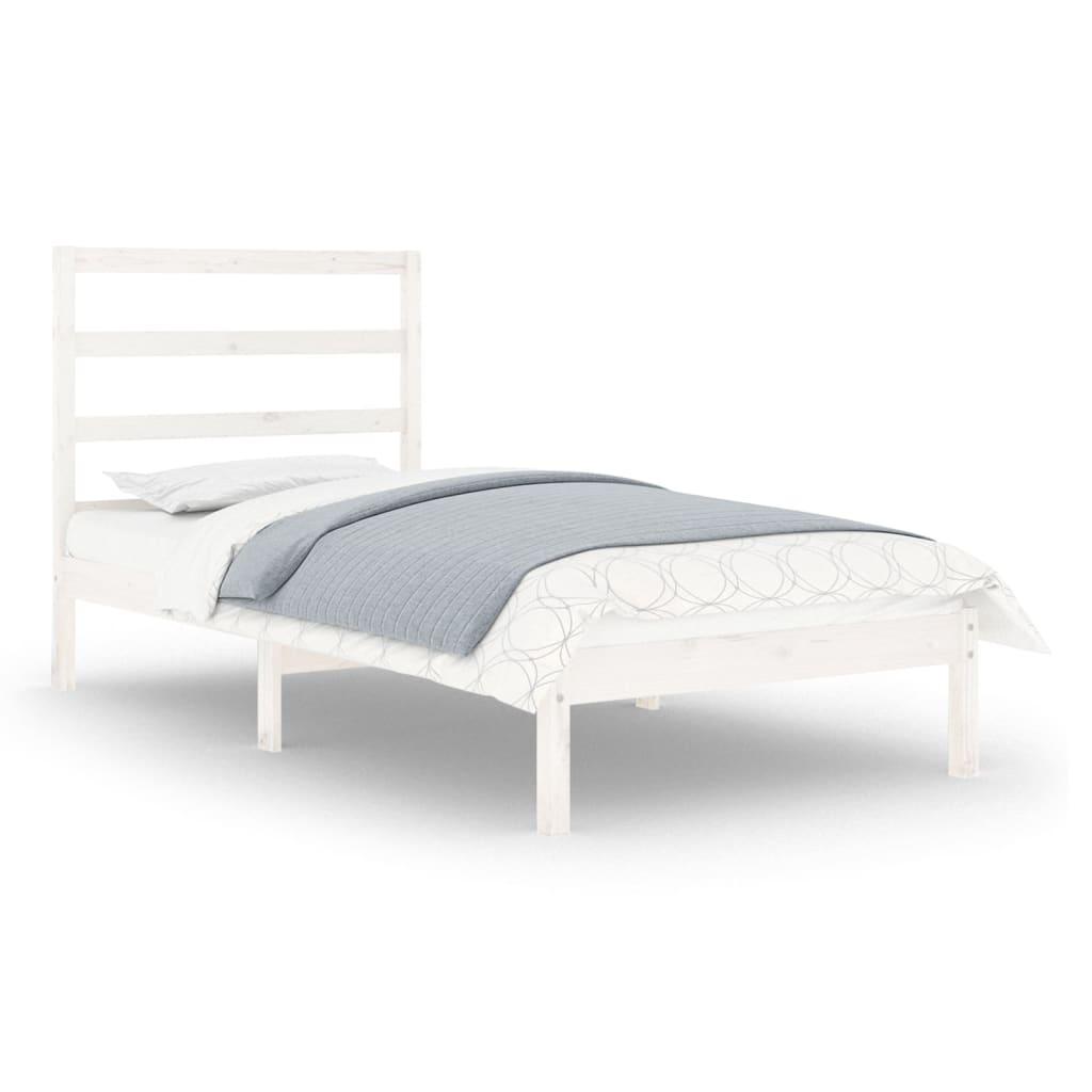 Bed Frame White Solid Wood 92x187 cm Single Size