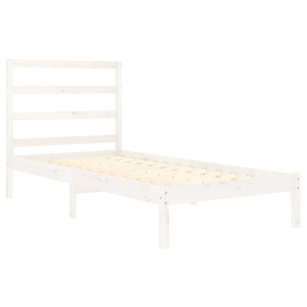 Bed Frame White Solid Wood 92x187 cm Single Size