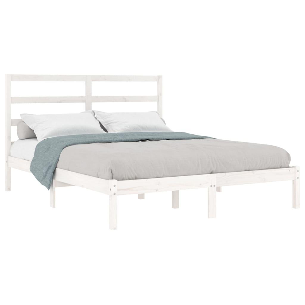 Bed Frame White Solid Wood 135x190 cm 4FT6 Double