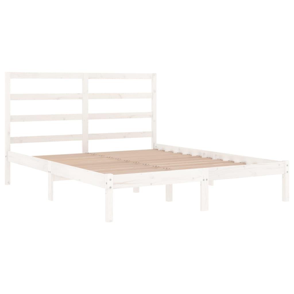 Bed Frame White Solid Wood 135x190 cm 4FT6 Double