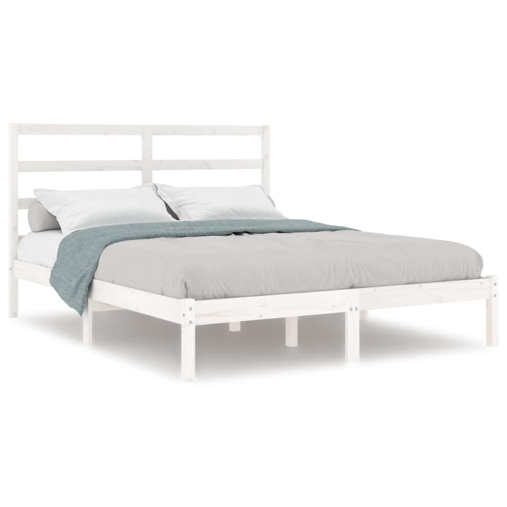 Bed Frame without Mattress White 150x200 cm Solid Wood