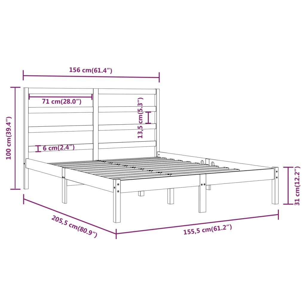 Bed Frame without Mattress White 150x200 cm Solid Wood