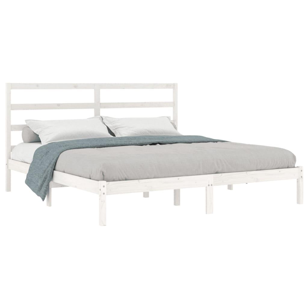 Bed Frame without Mattress White 183x203 cm King Solid Wood