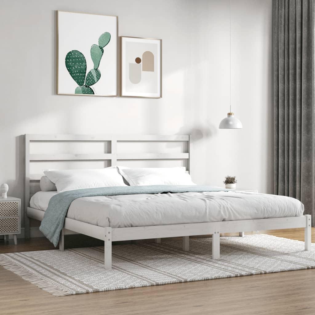 Bed Frame without Mattress White 183x203 cm King Solid Wood