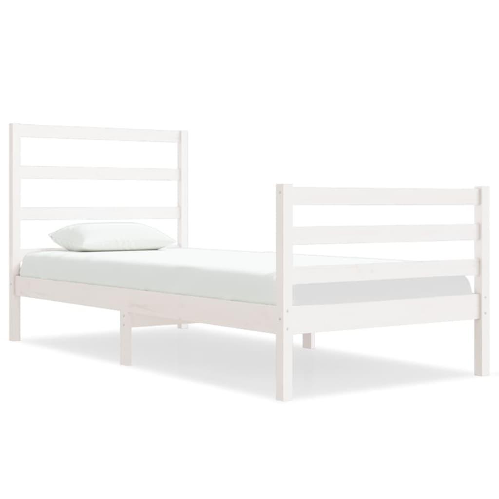 Bed Frame without Mattress White Solid Wood Pine 90x190 cm