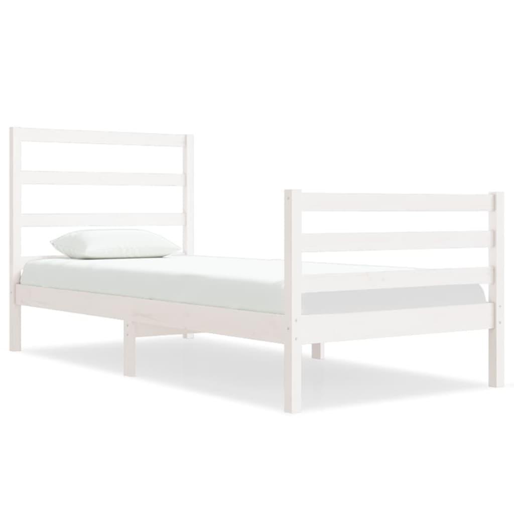 Bed Frame White Solid Wood Pine 92x187 cm Single Size