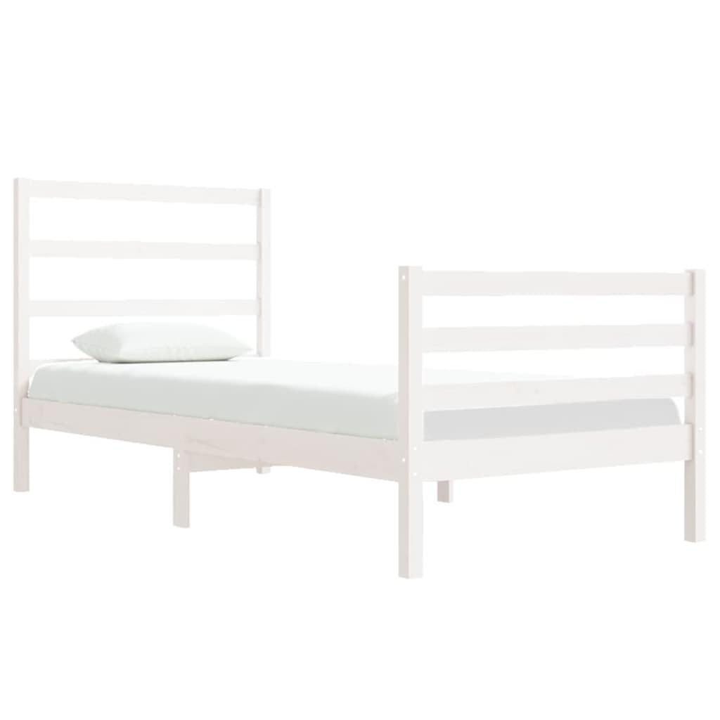 Bed Frame without Mattress White Solid Wood Pine 90x190 cm