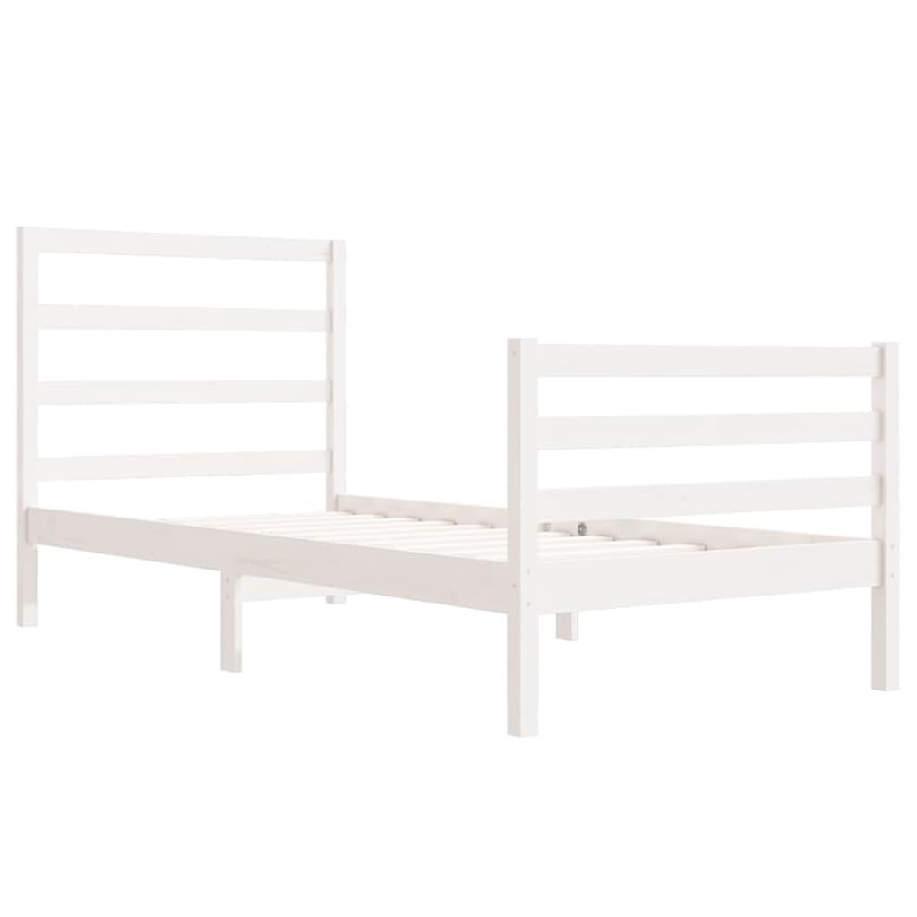 Bed Frame without Mattress White Solid Wood Pine 90x190 cm
