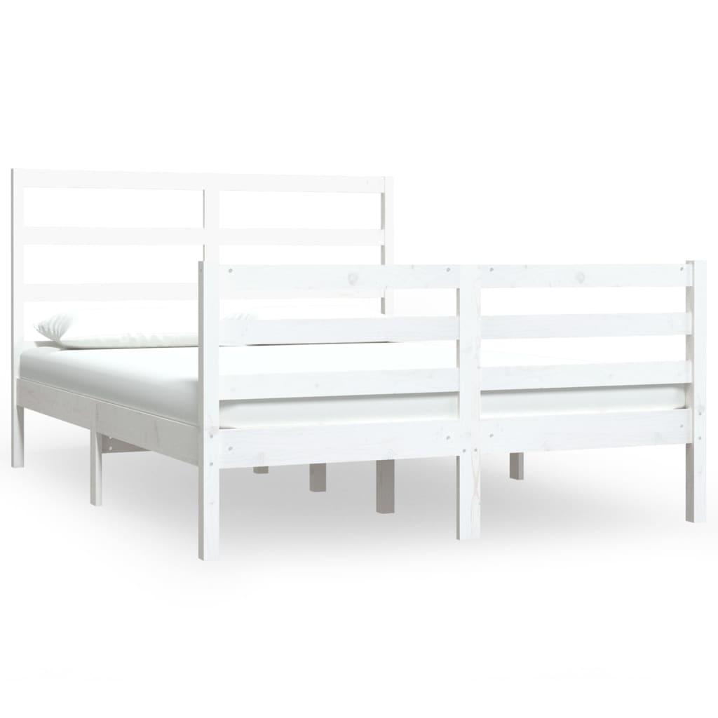 Bed Frame White Solid Wood Pine 153x203 cm Queen Size