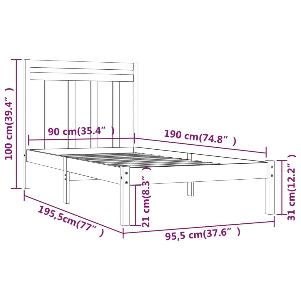 Bed Frame without Mattress 90x190 cm Solid Wood