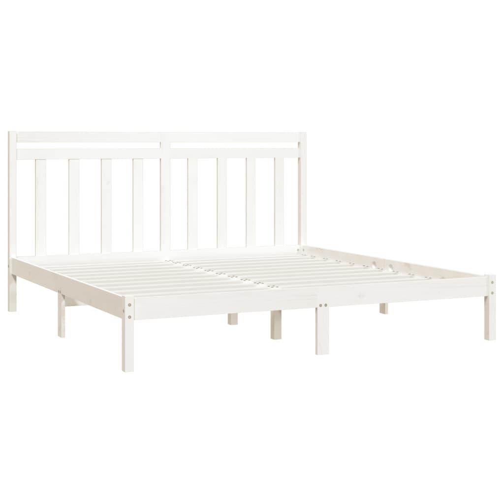 Bed Frame without Mattress White 183x203 cm King Solid Wood