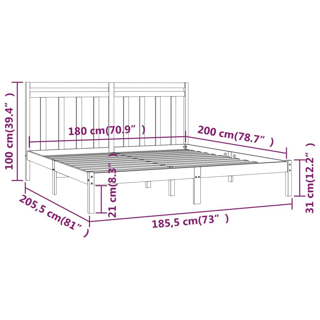 Bed Frame without Mattress White 183x203 cm King Solid Wood