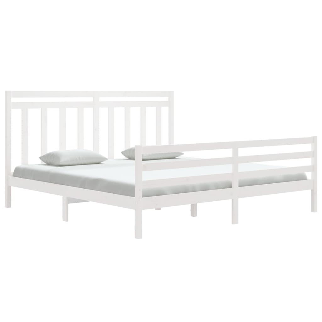 Bed Frame without Mattress White 183x203 cm King Solid Wood
