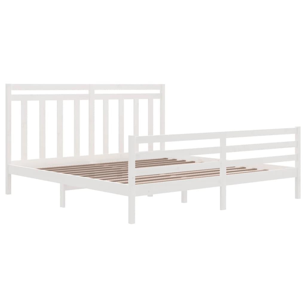 Bed Frame without Mattress White 183x203 cm King Solid Wood