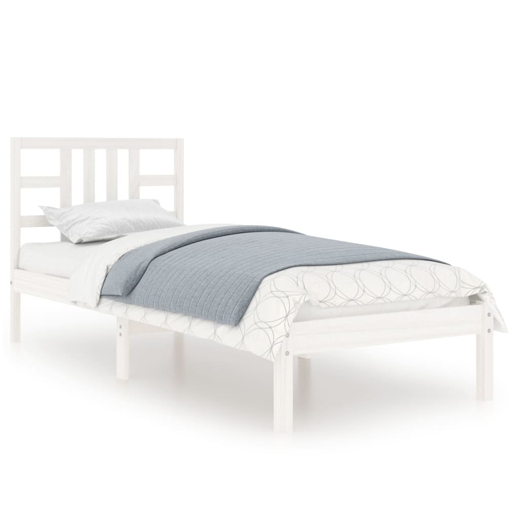 Bed Frame White Solid Wood 92x187 cm Single Size